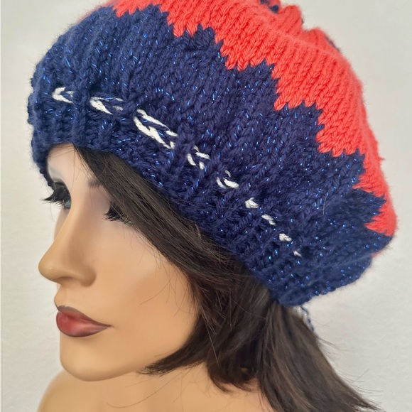 Hand Knits 2 Love Slouch Beanie Hat Fair-isle Tassels Adjustable Fit Designer - Picture 9 of 10
